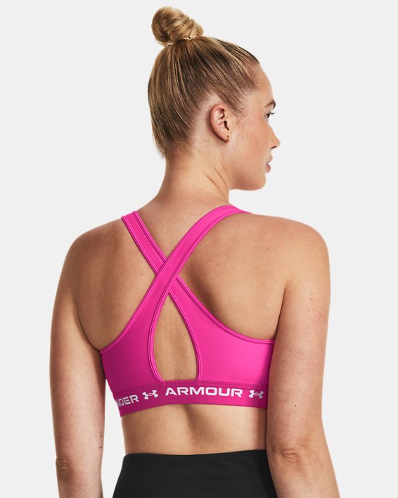 Women's Armour® Mid Crossback Sports Bra in Pink image number 7